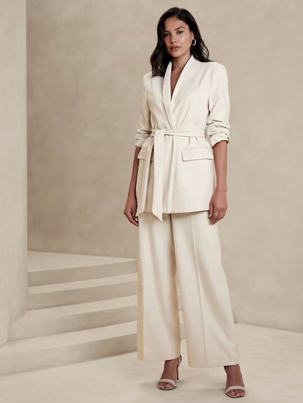 Banana Republic Twill Collarless Tie Waist Blazer NWT Size 18